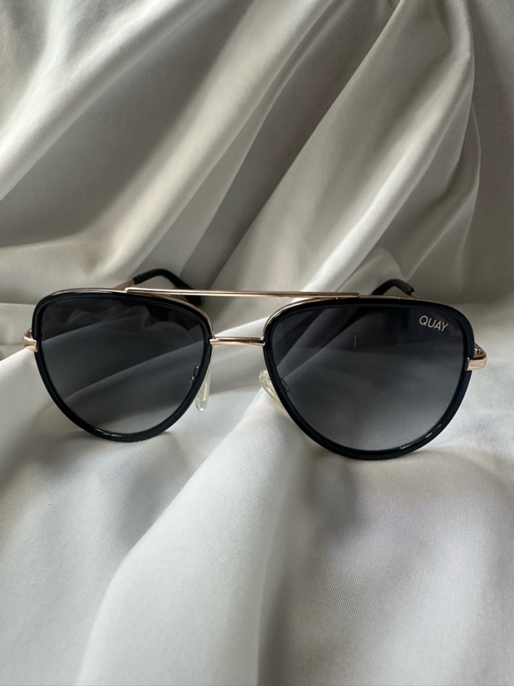 Quay Australia Black and Gold Aviator Sunglasses
